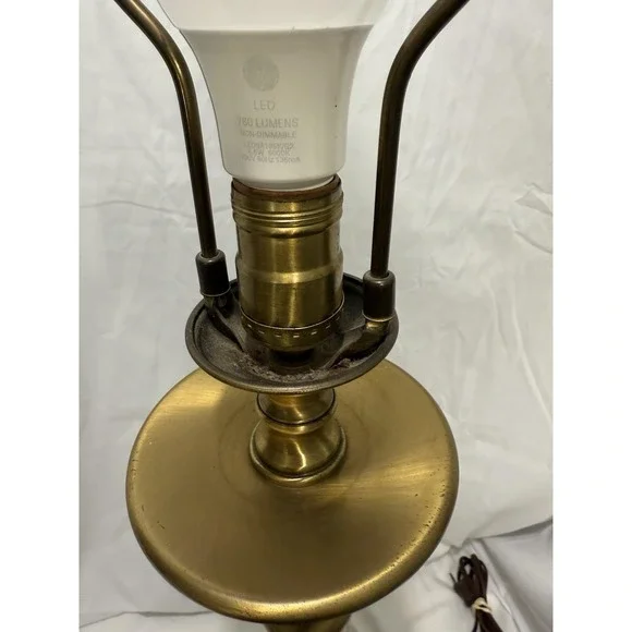 Vintage Mid Century Modern Brass Table Lamp Works 32 Tall No Shade Included